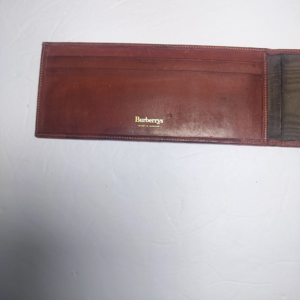 Vintage Burberrys of London Nova Check Bifold Wallet Brown Leather Made England - Picture 4 of 8